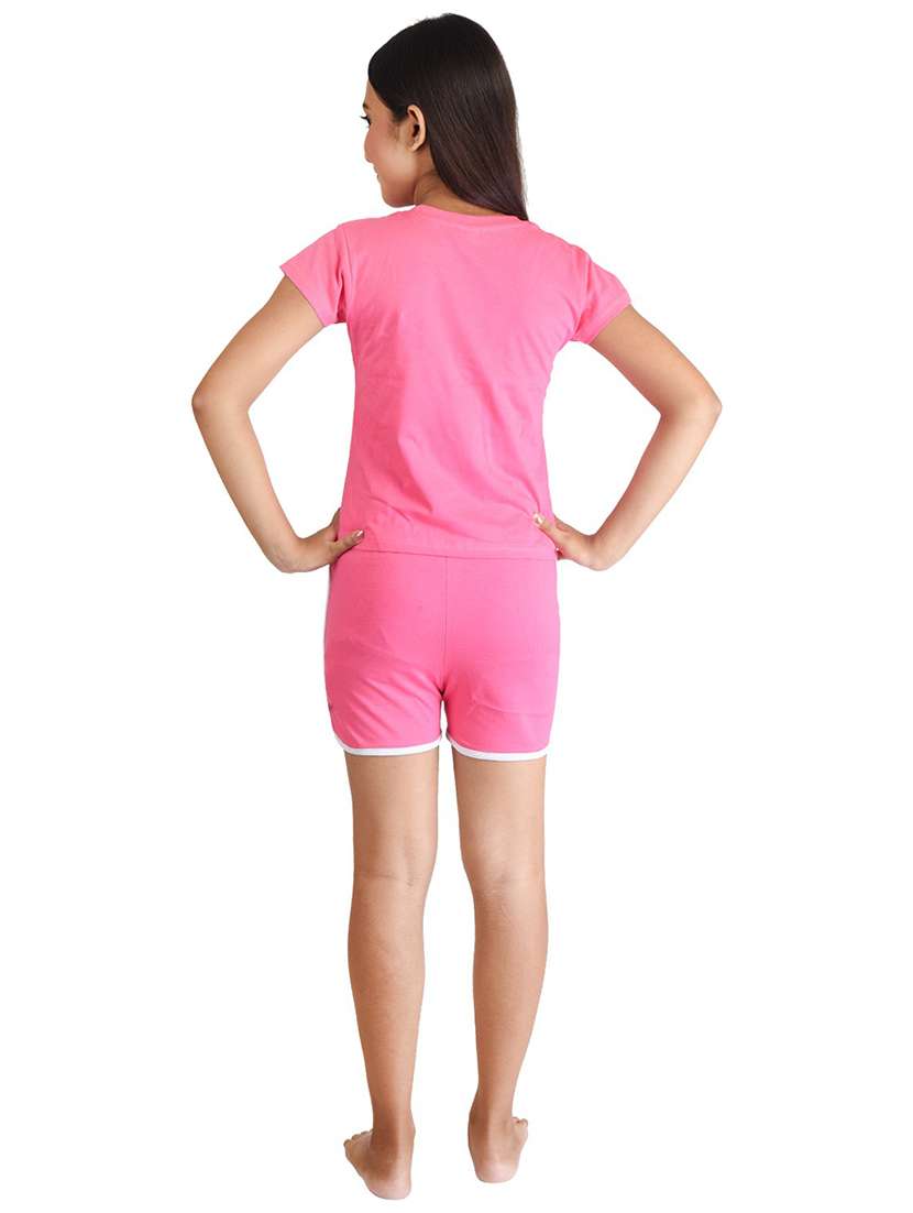 girls printed cotton shorts nightwear set - 21170149 - Standard Image - 1