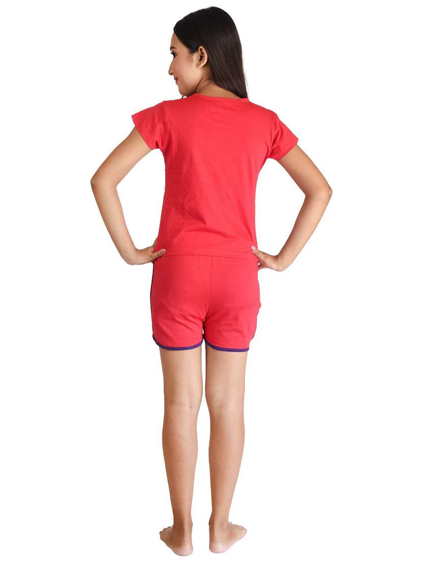 girls printed cotton shorts nightwear set - 21170152 -  Standard Image - 1