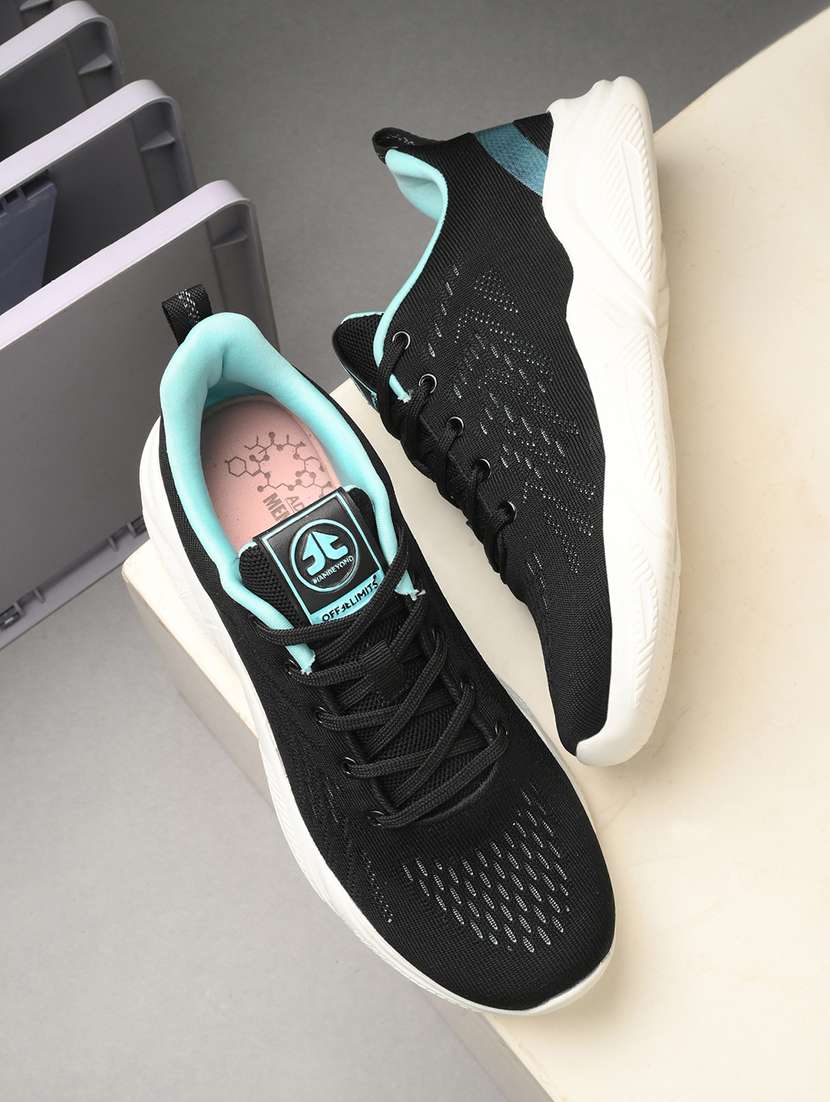 black lace-up sports shoe