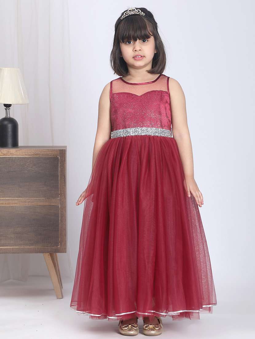 girls round neck net frock - 21170514 -  Standard Image - 1