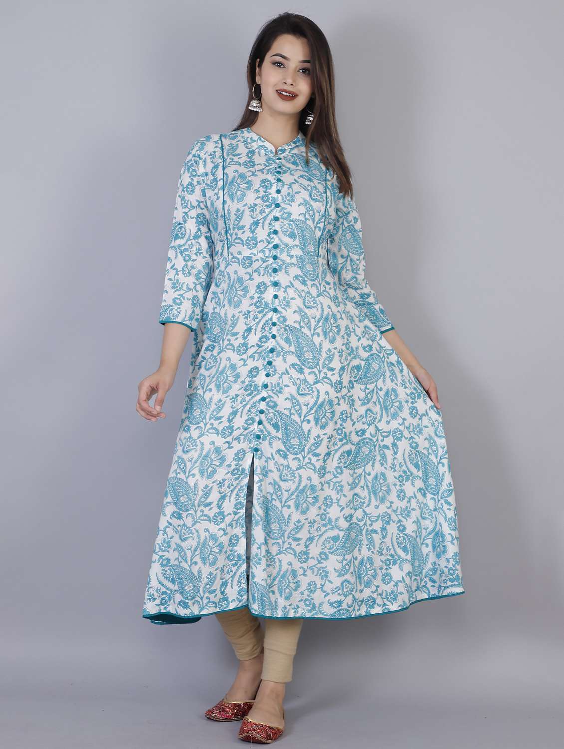 women floral printed front slit kurta - 21170724 - Zoom Image - 0