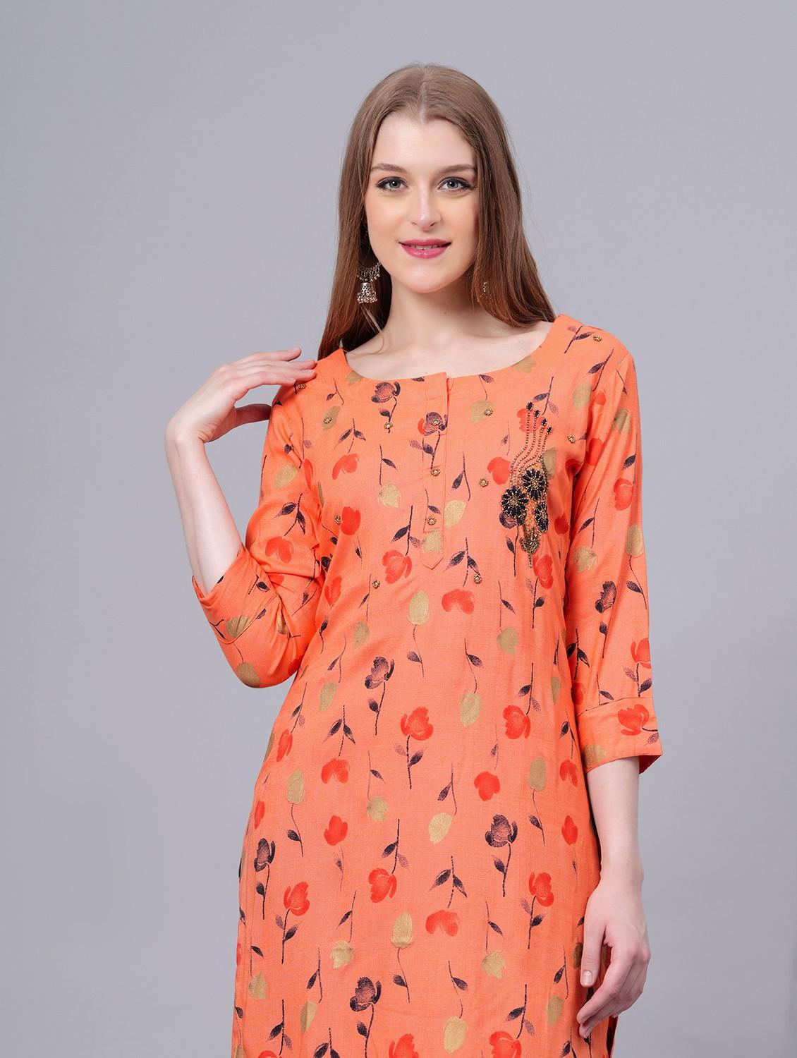 pink viscose straight kurta - 21170753 - Standard Image - 4