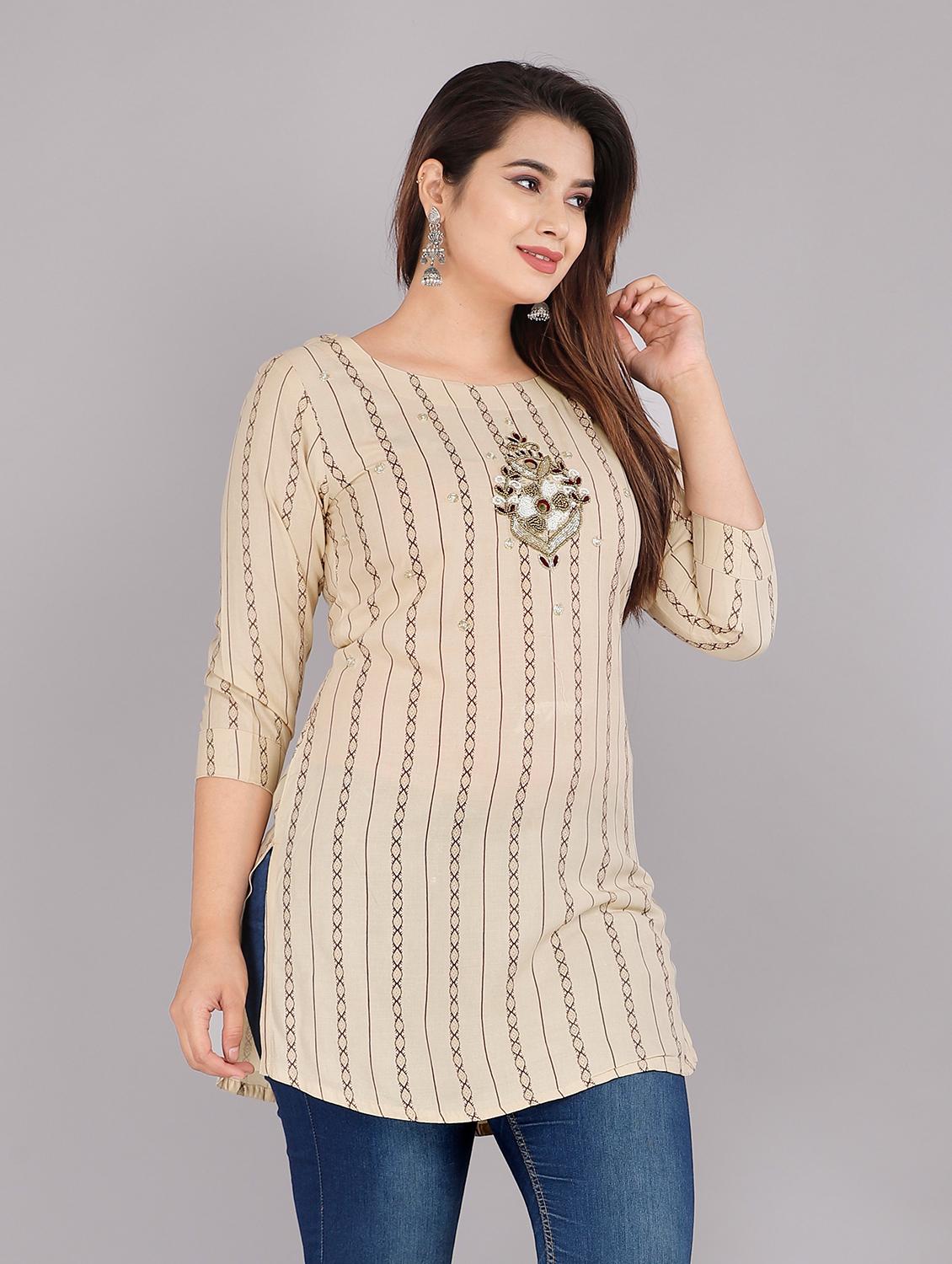 beige viscose straight kurta - 21170759 - Standard Image - 1