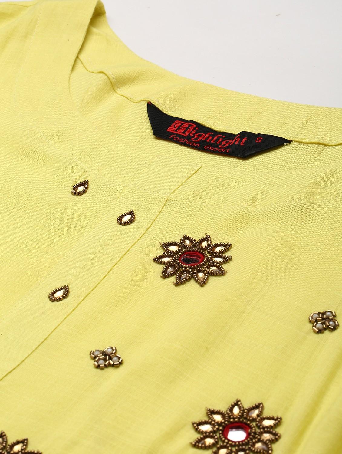yellow viscose straight kurta - 21170781 - Standard Image - 4
