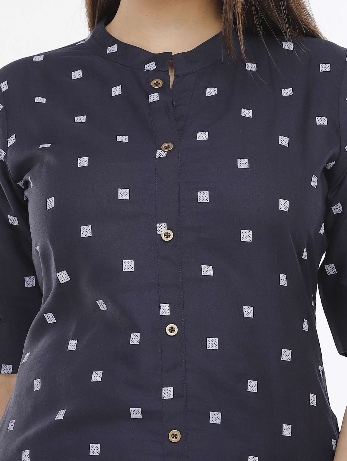 blue cotton blend straight kurta - 21170809 -  Standard Image - 4