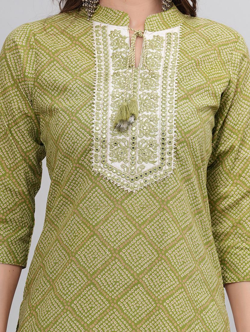 green colored cotton blend straight kurta - 21171007 - Standard Image - 4