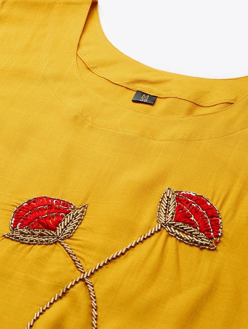 yellow viscose straight kurta - 21171051 - Standard Image - 4