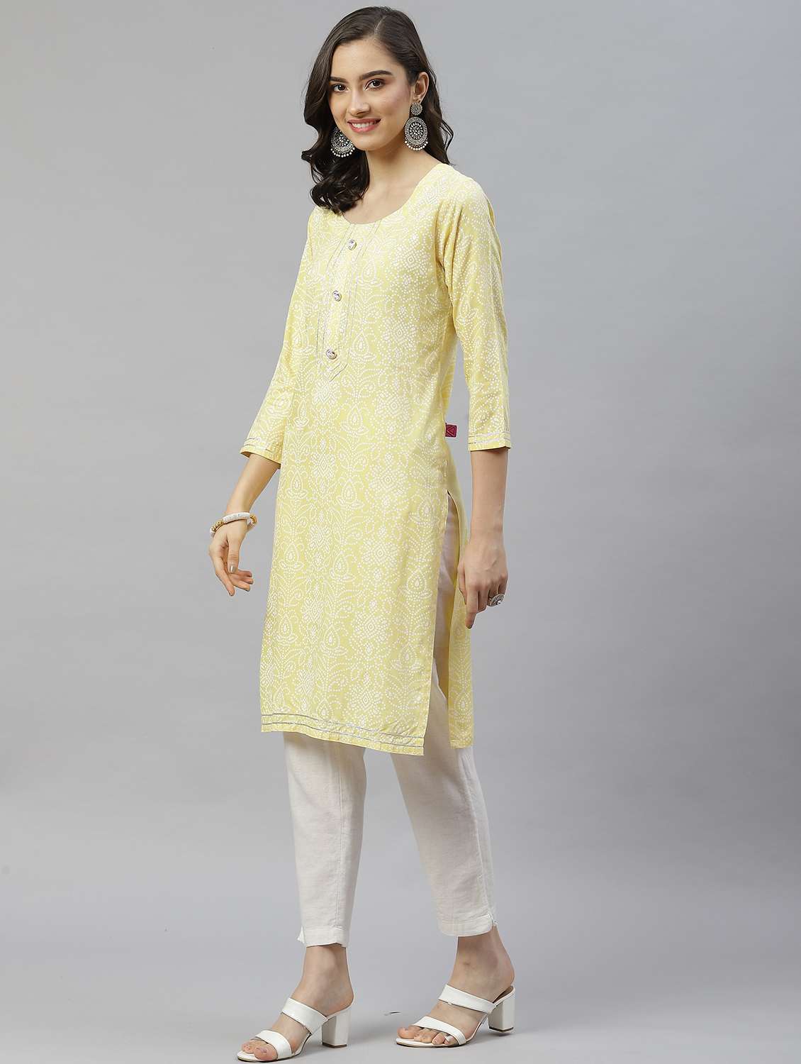 yellow colored cotton blend straight kurta - 21171067 -  Standard Image - 1