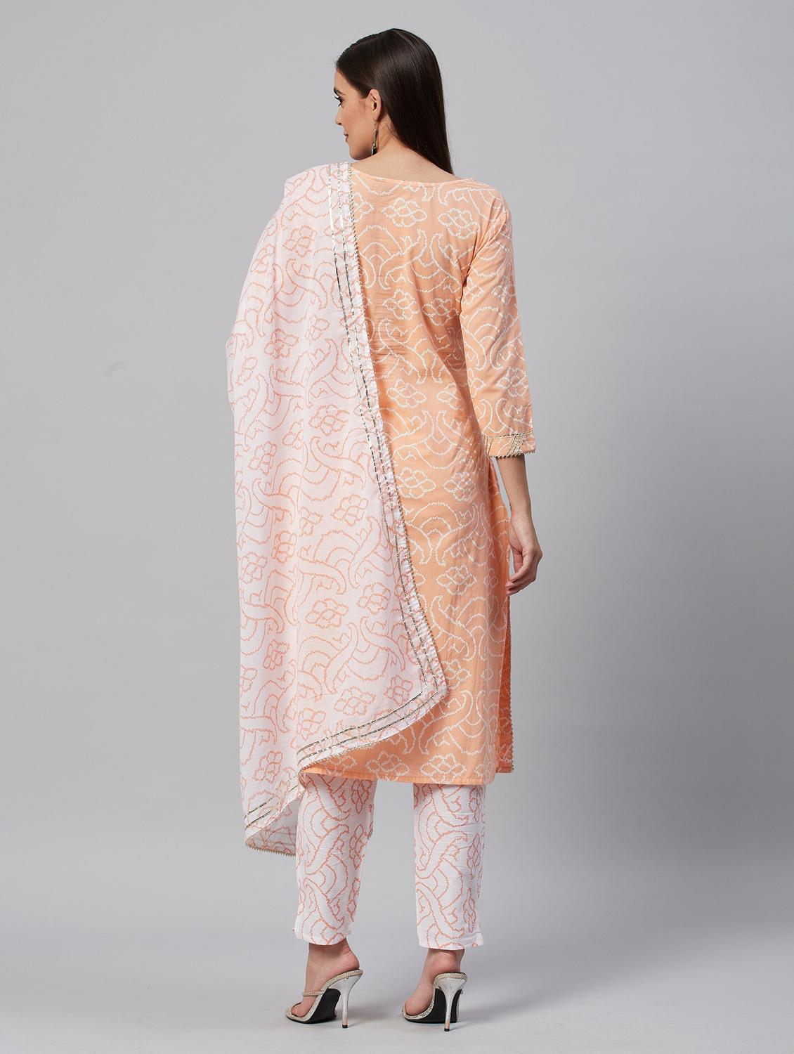 peach colored kurta pant set - 21171577 - Standard Image - 4