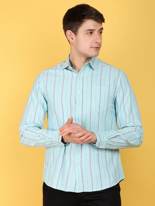 sea green cotton casual shirt - 21172004 - Standard Image - 0