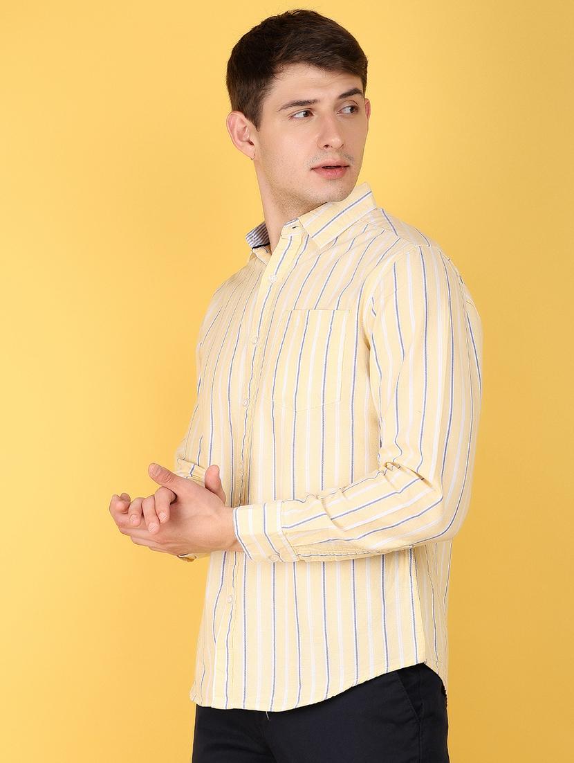 men yellow regular fit collared casual shirt - 21172005 - Standard Image - 1