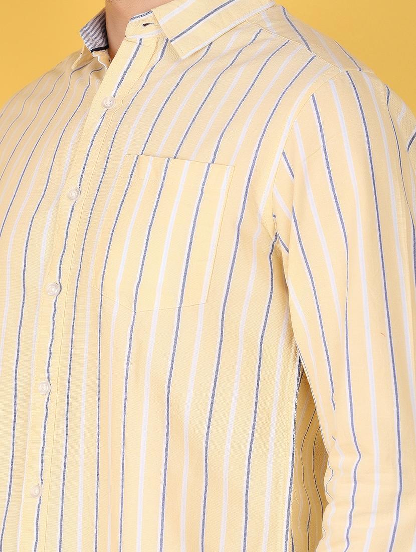 men yellow regular fit collared casual shirt - 21172005 - Standard Image - 4