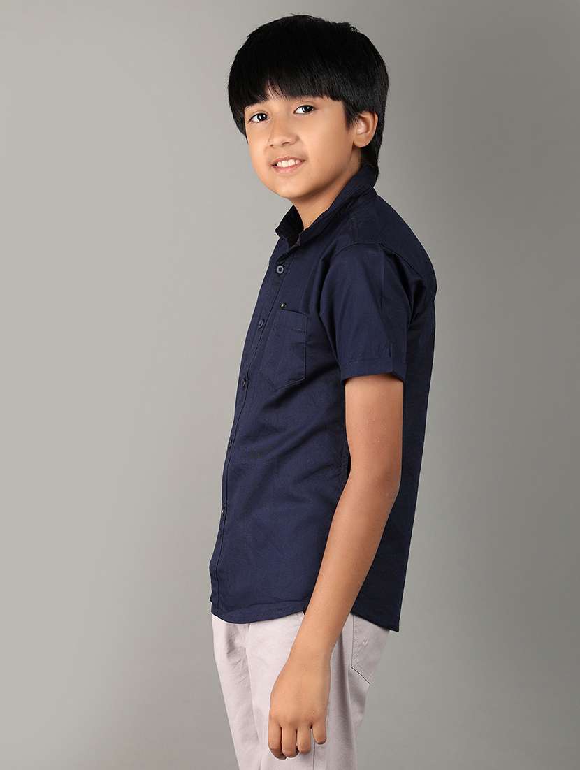 boys blue solids cotton shirt - 21172016 -  Standard Image - 1