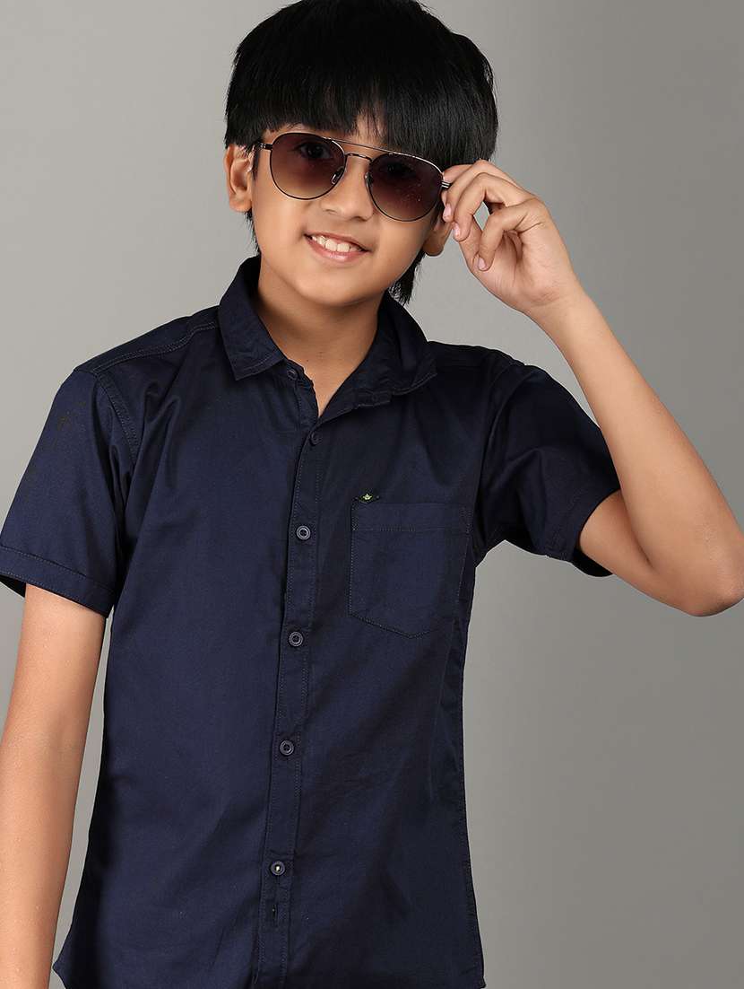 boys blue solids cotton shirt - 21172016 -  Standard Image - 4
