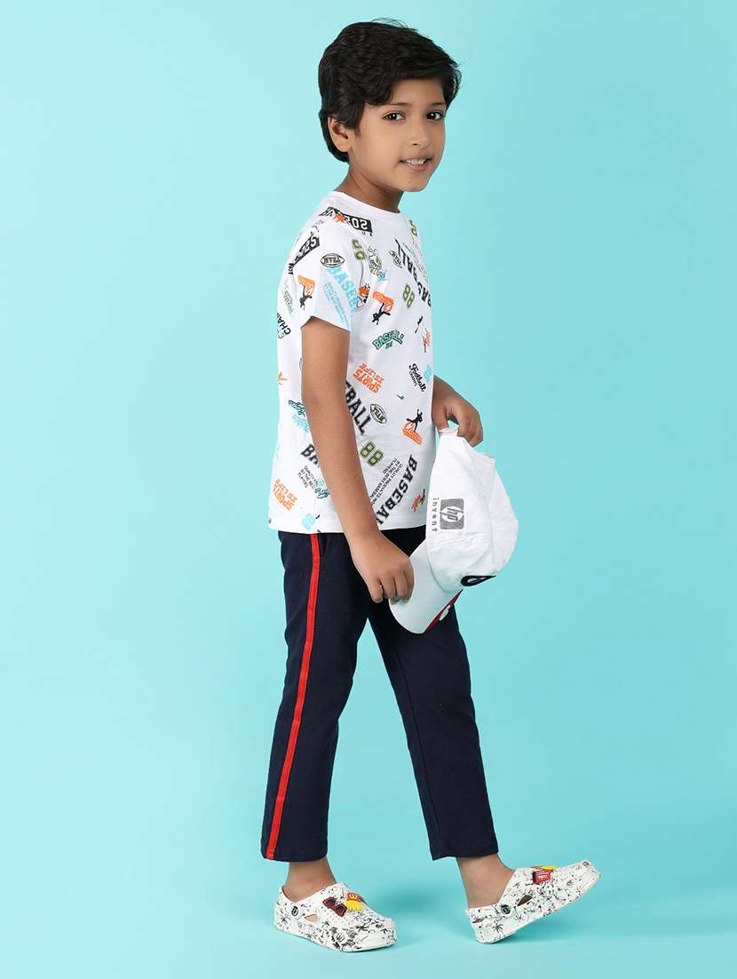 boys navy blue side taped track pants - 21172054 -  Standard Image - 4