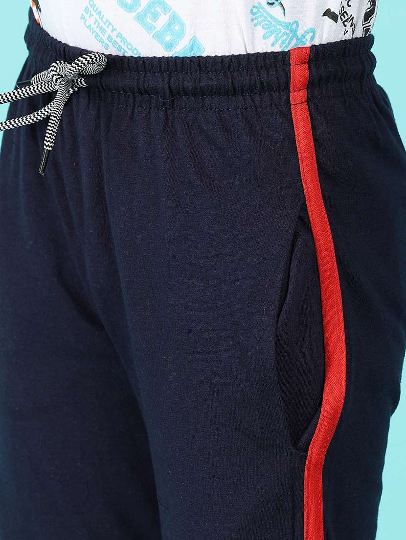boys navy blue side taped track pants - 21172054 -  Standard Image - 6