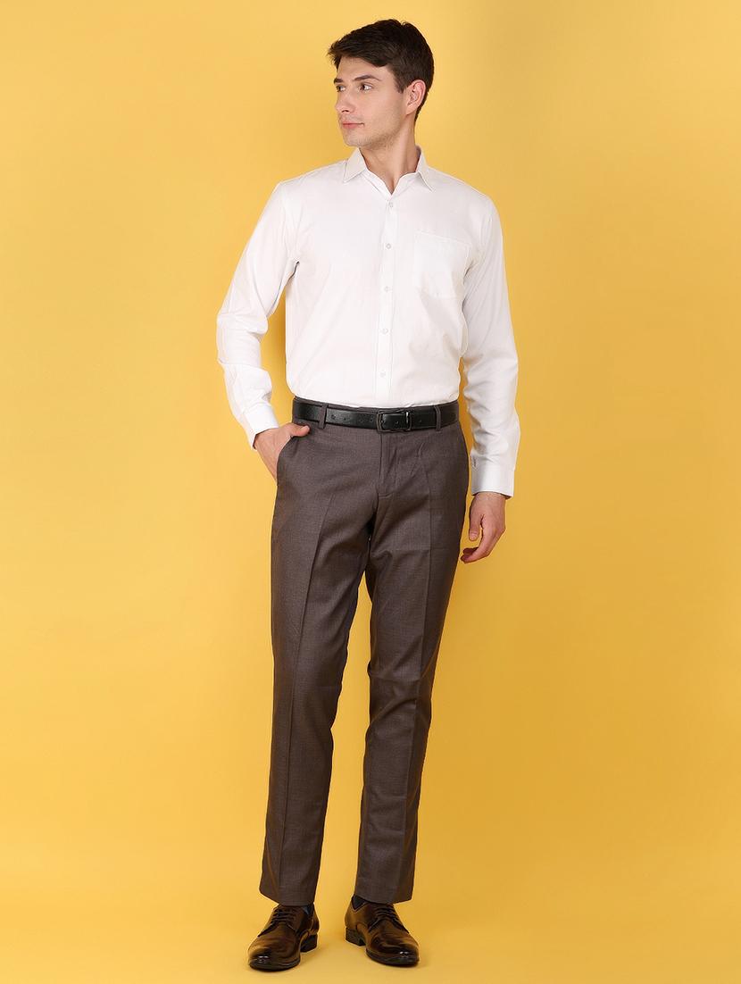 men mid rise cotton flat front formal trouser - 21172058 - Standard Image - 4