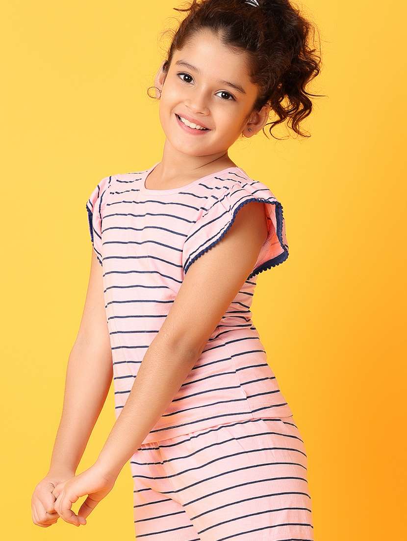 girls pink stripes shorts set - 21172087 -  Standard Image - 4