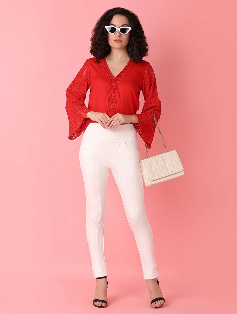 red solid crop top - 21172205 -  Standard Image - 4