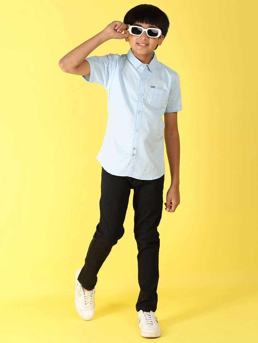 boys light blue solids cotton shirt - 21172413 -  Standard Image - 4