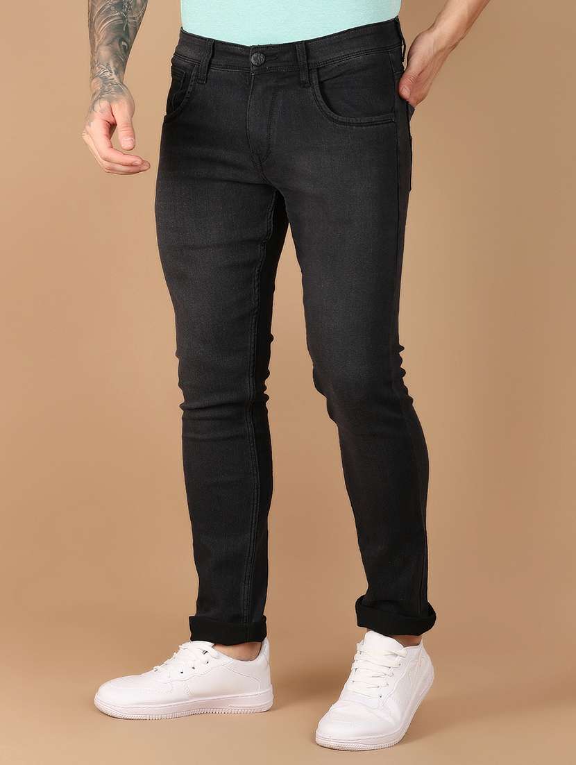 men mid rise slim fit plain jeans - 21172414 -  Standard Image - 1