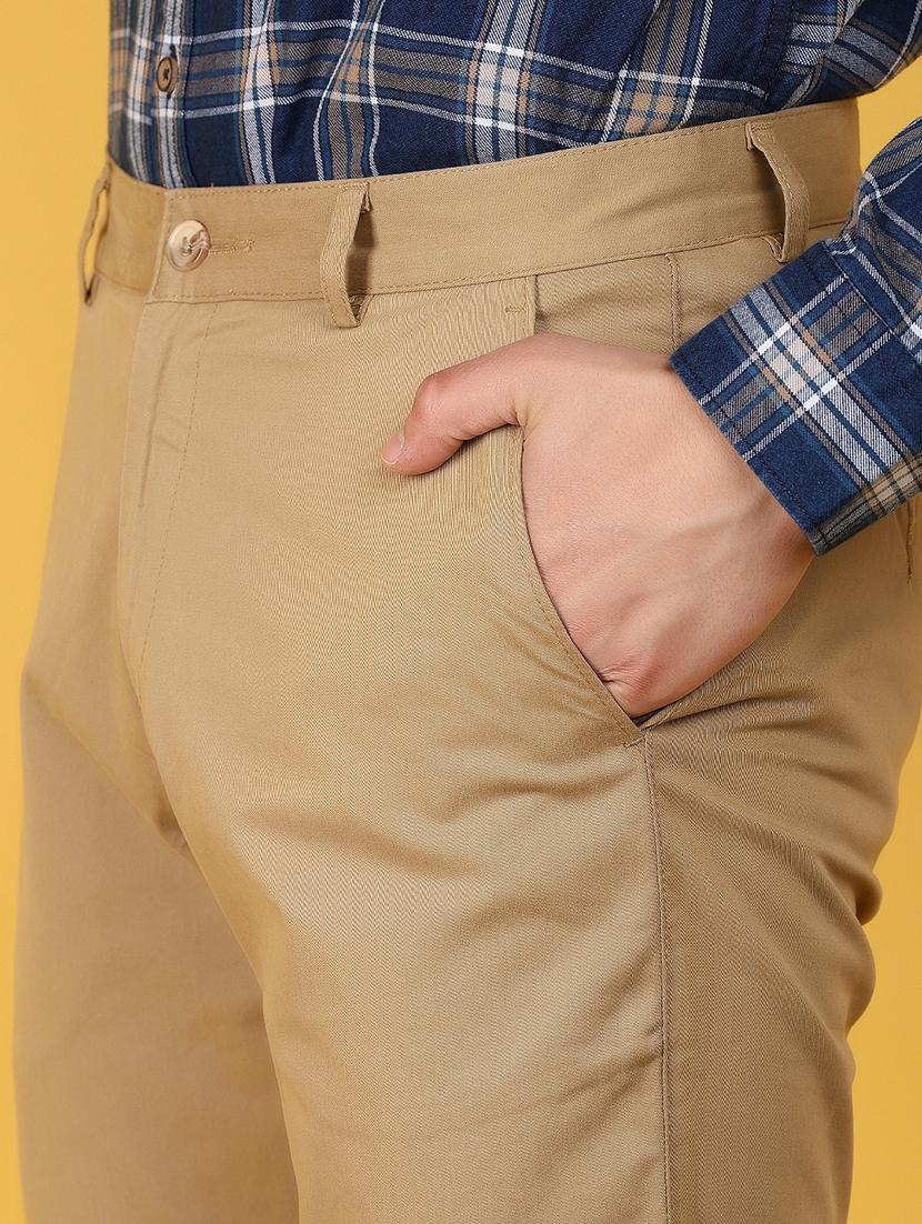 khaki cotton blend casual trouser - 21172415 - Standard Image - 4