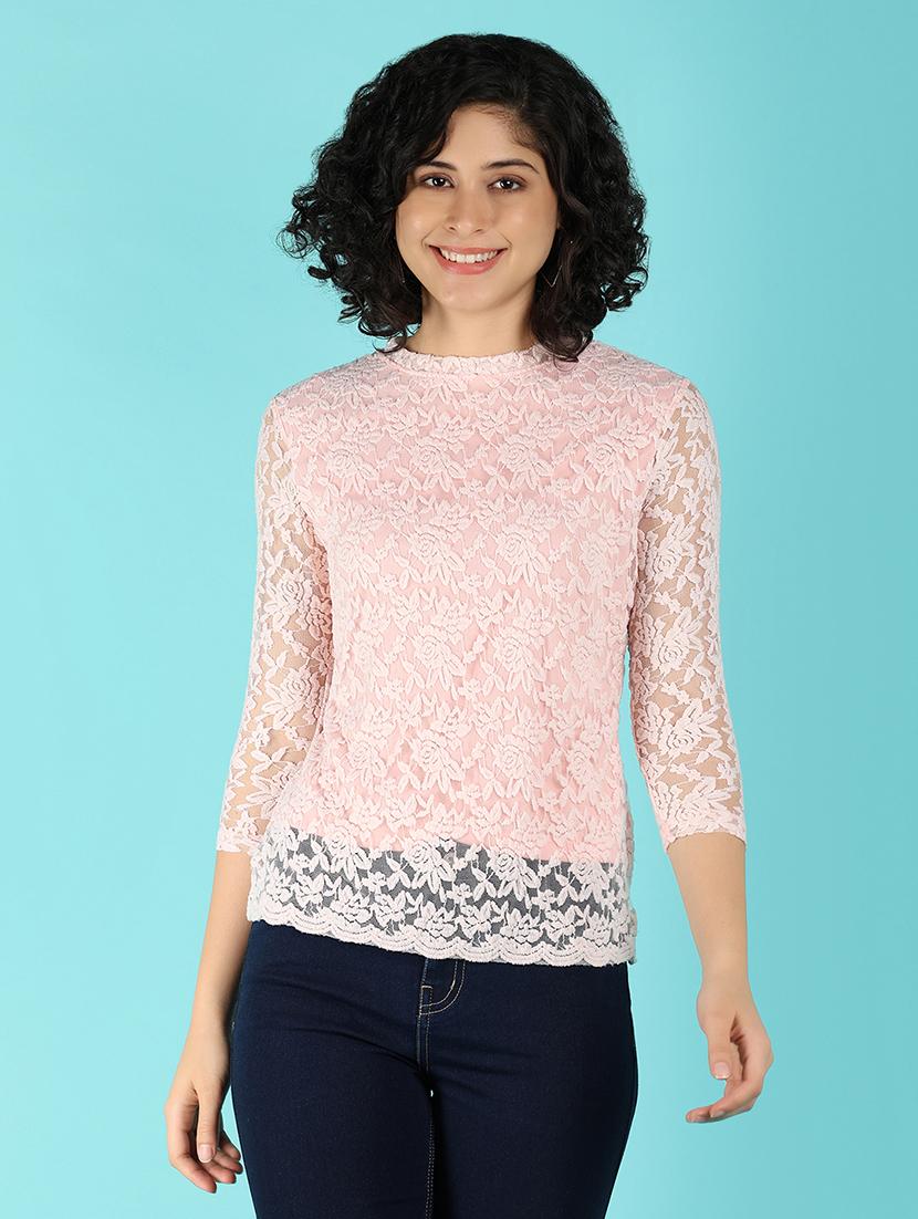 women pink cotton regular top - 21172426 -  Zoom Image - 0