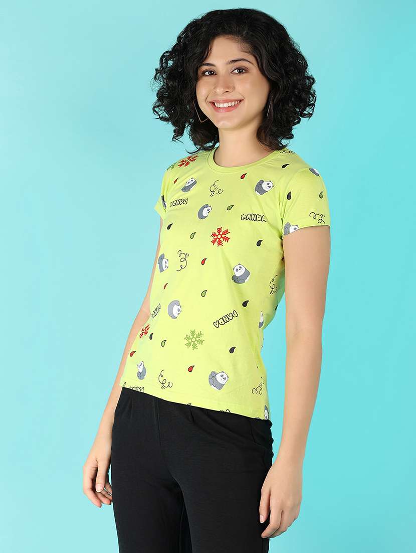 women green cotton regular t-shirt - 21172450 -  Standard Image - 1