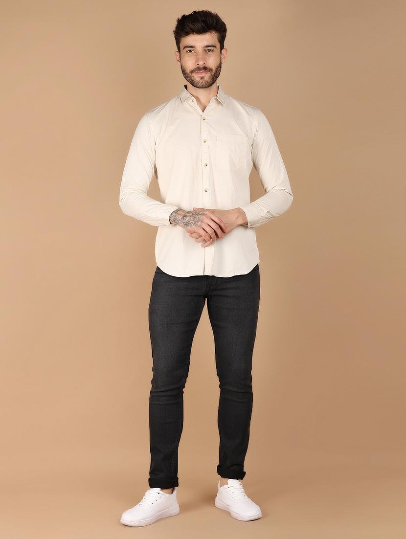 men solid long sleeve casual shirt - 21172455 - Standard Image - 4