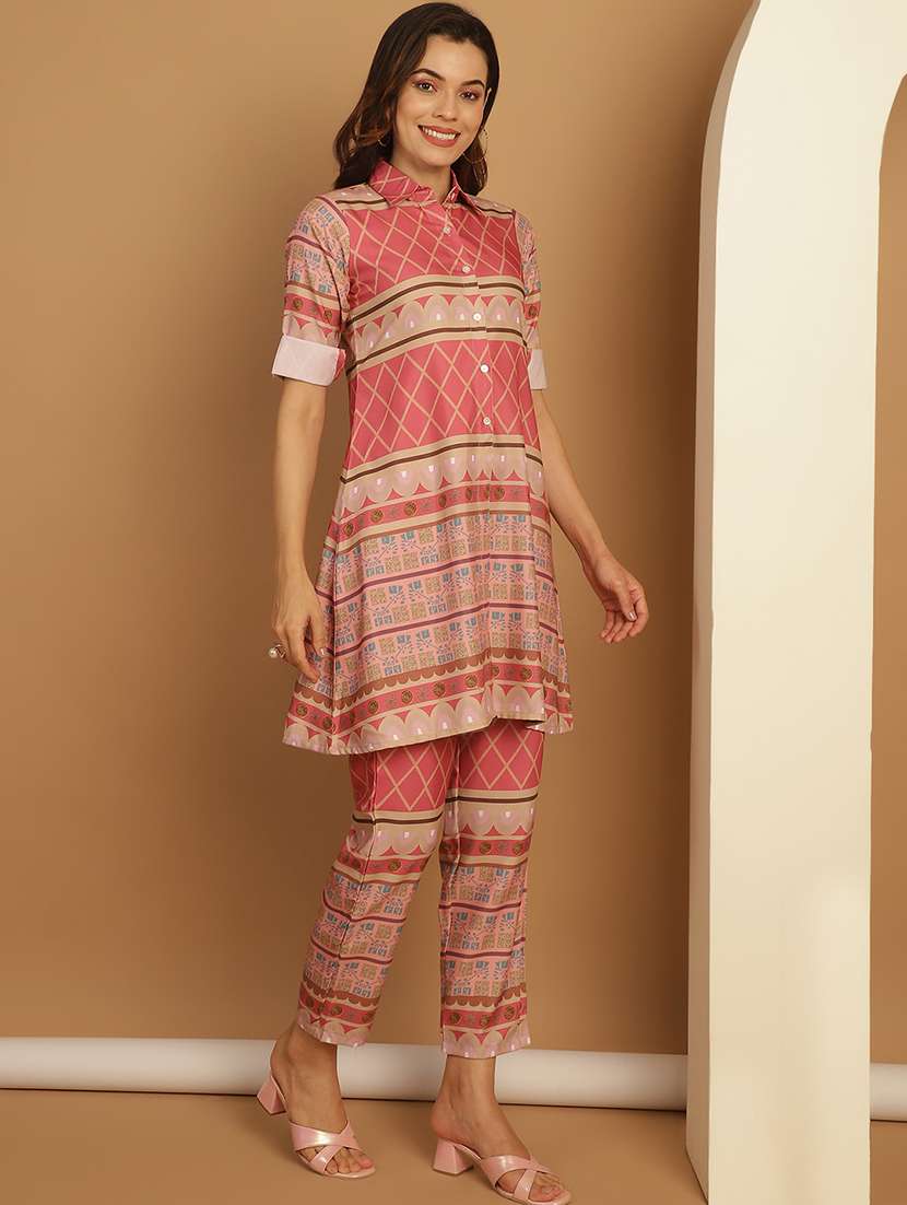 pink viscose top and trouser co-ord set - 21172607 -  Standard Image - 1