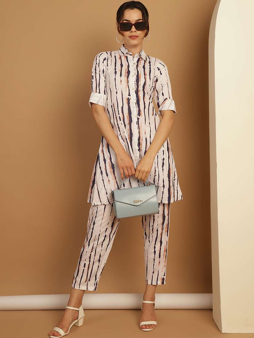 white viscose top and trouser co-ord set