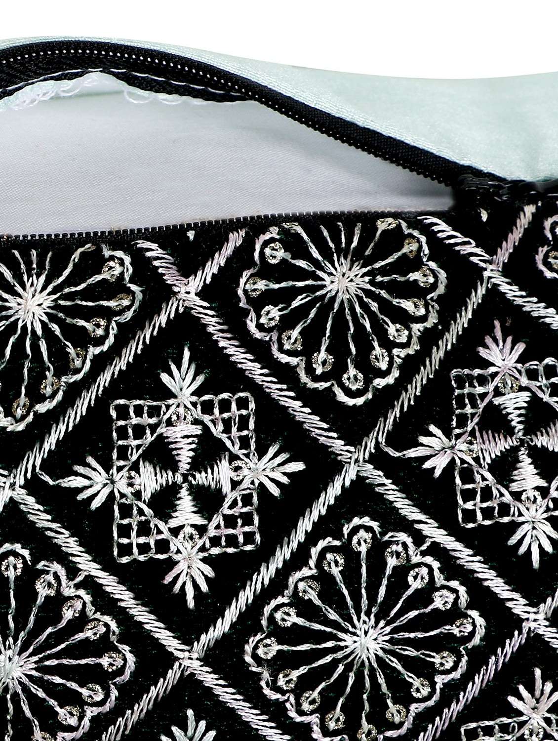 mezposh black & multi harlequin embroidered velvet & faux silk cushion cover (16"x16") - 21172648 -  Standard Image - 4