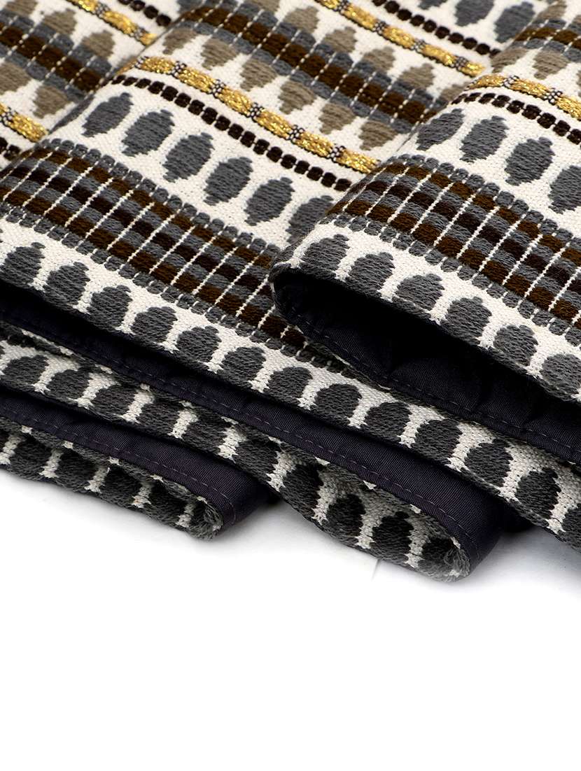 mezposh stave grey, white & multi striped  cotton acrylic table runner (6 seater) - 21172671 -  Standard Image - 4