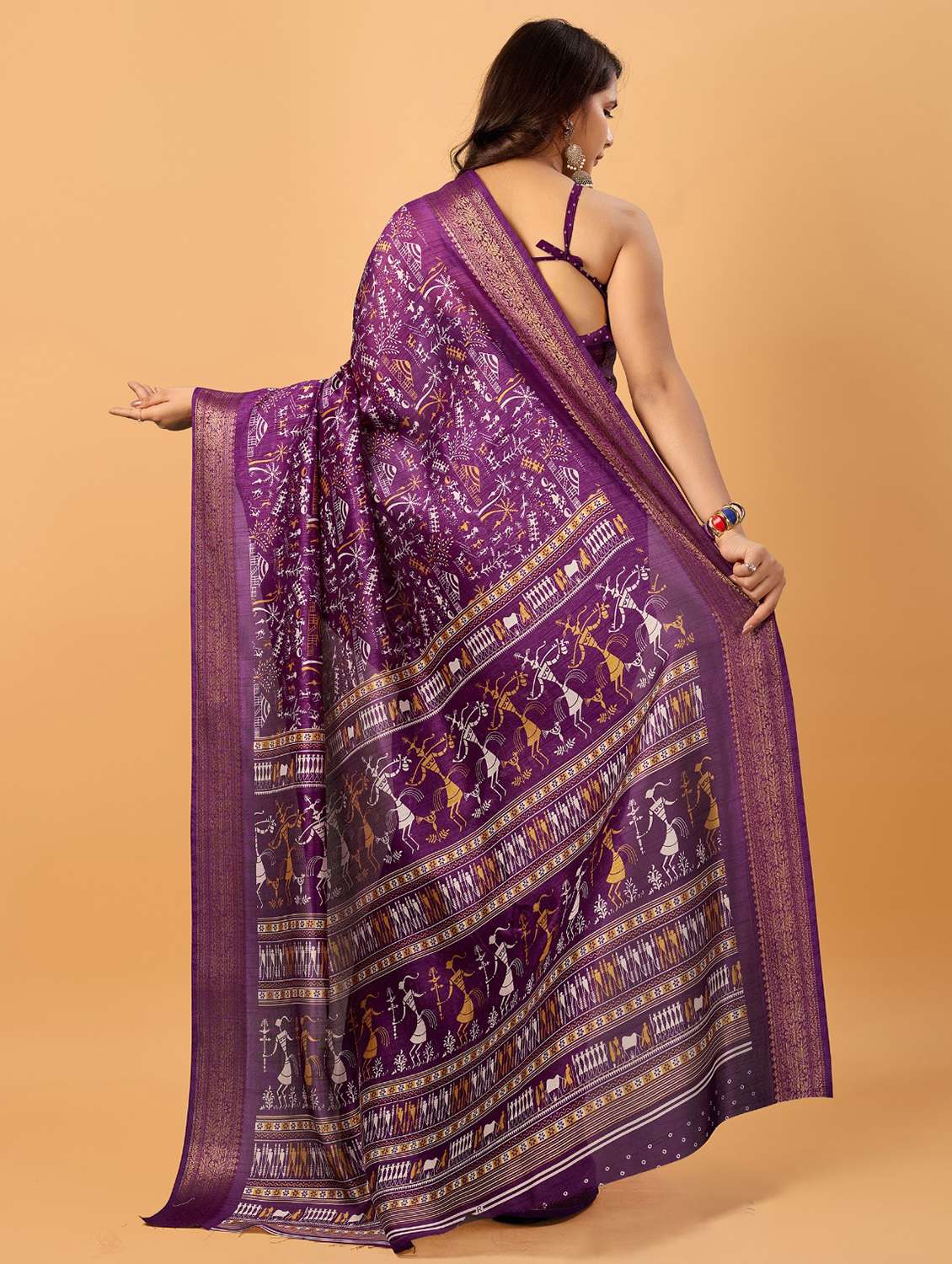 women purple self design patola saree with blouse - 21173123 -  Standard Image - 1