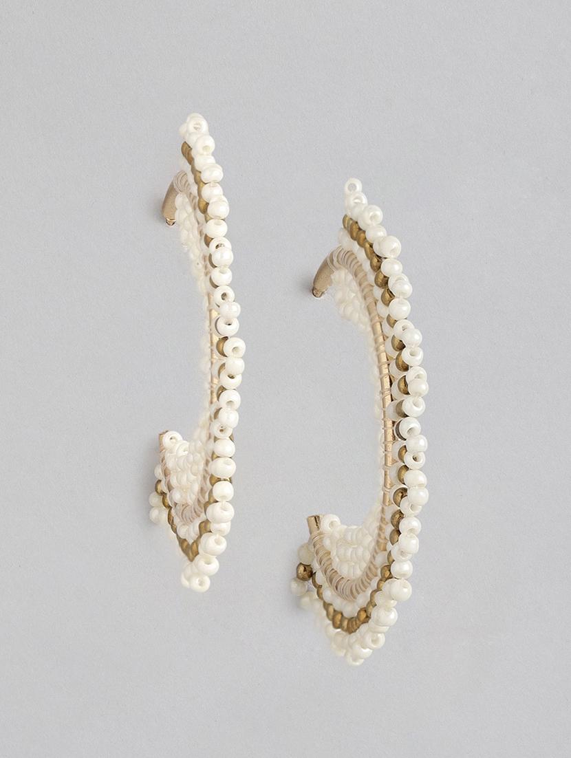 white metal hoop earrings - 21173220 - Standard Image - 1