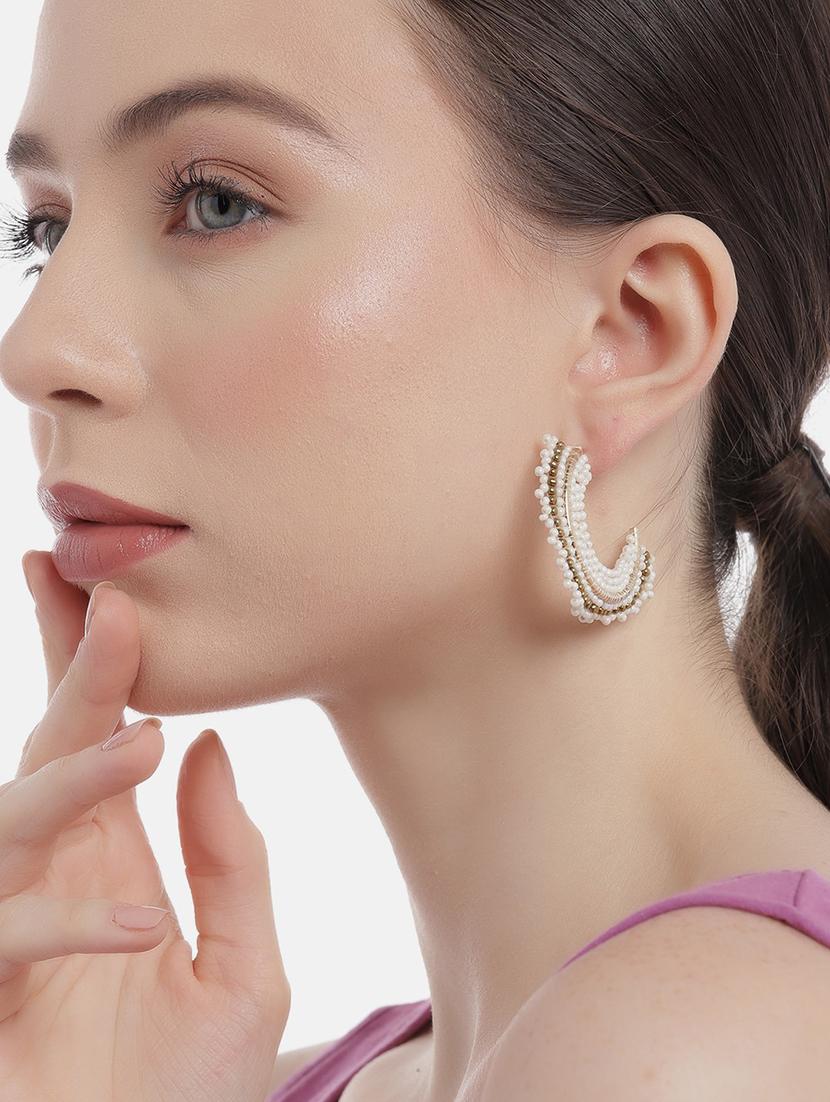white metal hoop earrings - 21173220 - Standard Image - 4