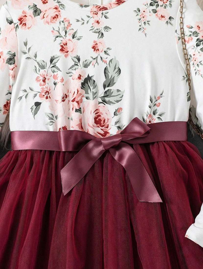 maroon net frock - 21173267 - Standard Image - 4