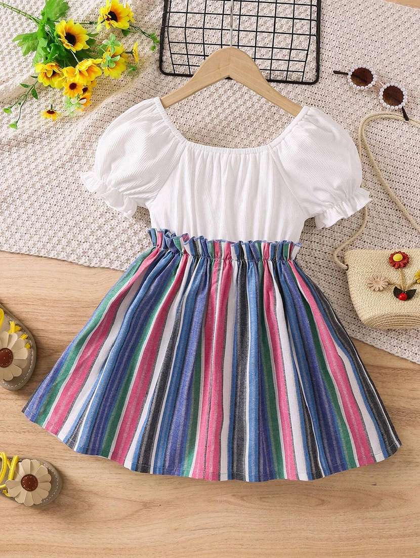 girls white polyester frock - 21173292 -  Standard Image - 1
