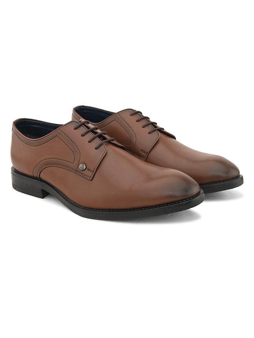 tan pvc laceup derbies - 21173337 - Standard Image - 1