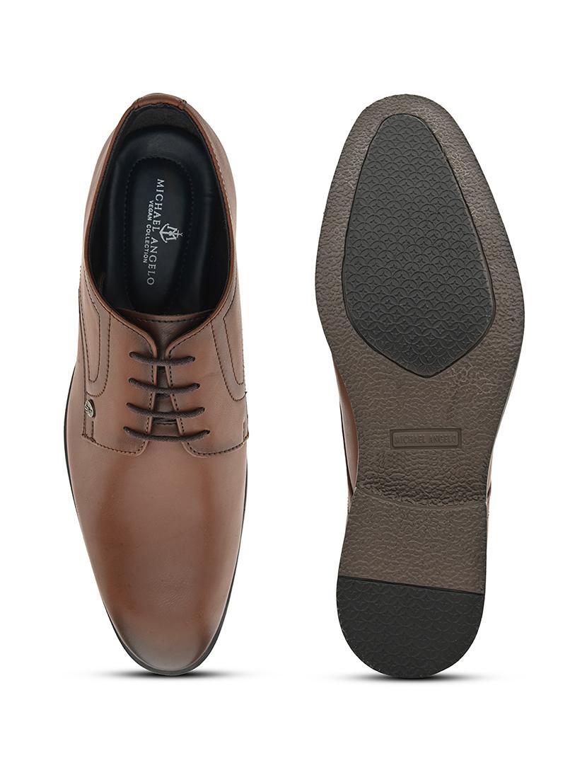 tan pvc laceup derbies - 21173337 - Standard Image - 4