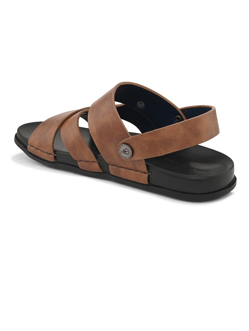 tan pu back strap sandals - 21173349 - Standard Image - 4