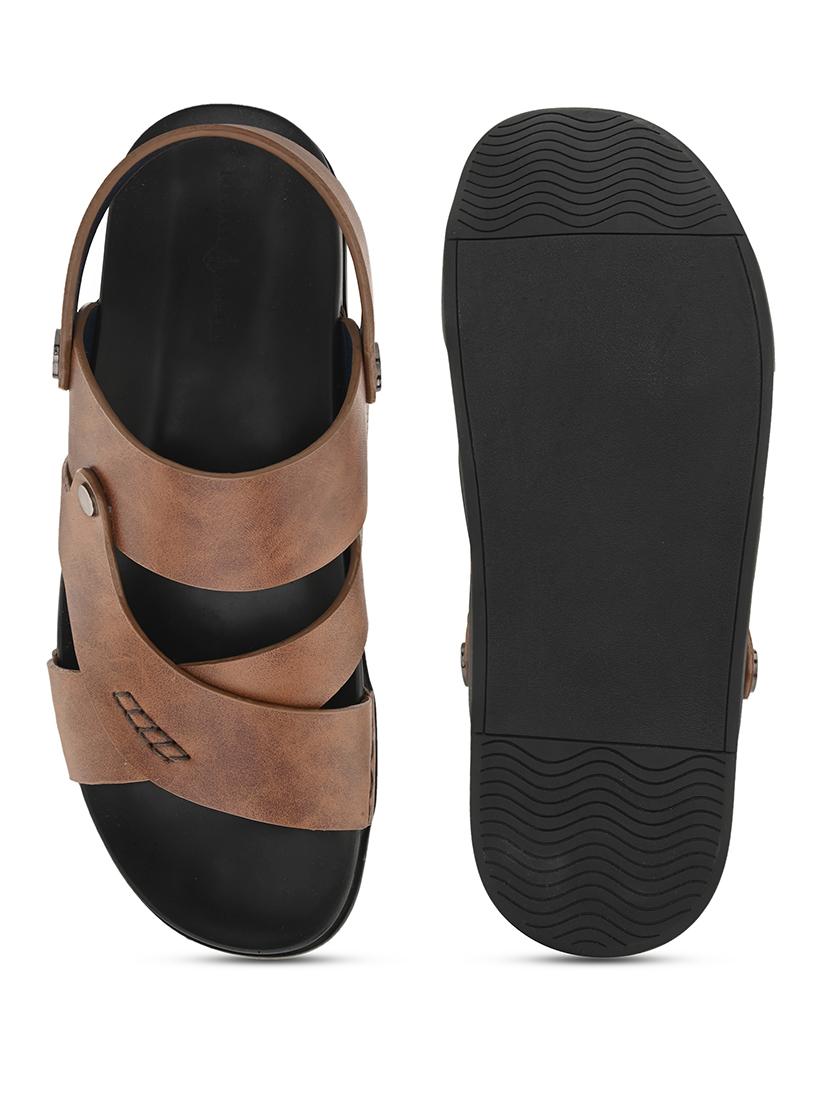 tan pu back strap sandals - 21173349 - Standard Image - 6