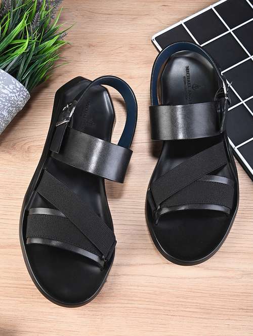 black pvc back strap sandals - 21173350 -  Standard Image - 0