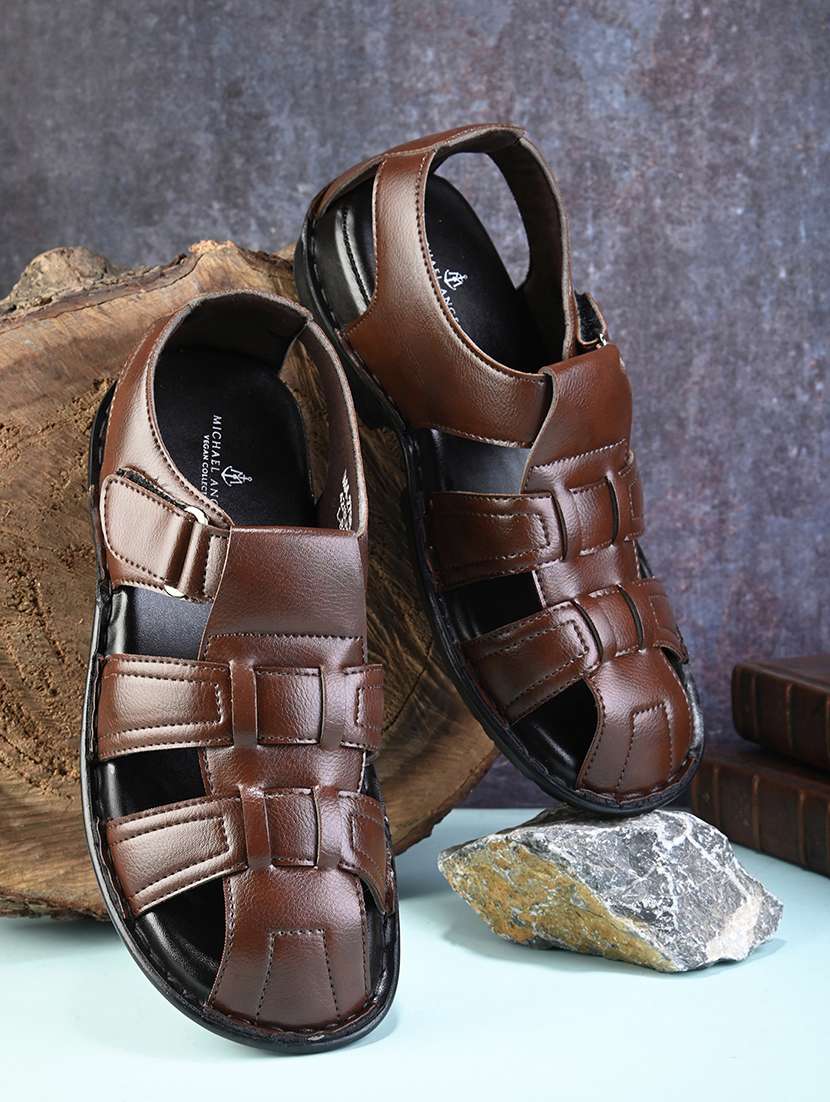 brown pvc back strap sandals - 21173353 - Zoom Image - 0