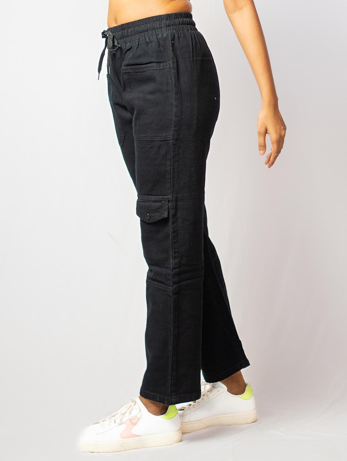 black cotton blend cargos trouser - 21173378 -  Standard Image - 1