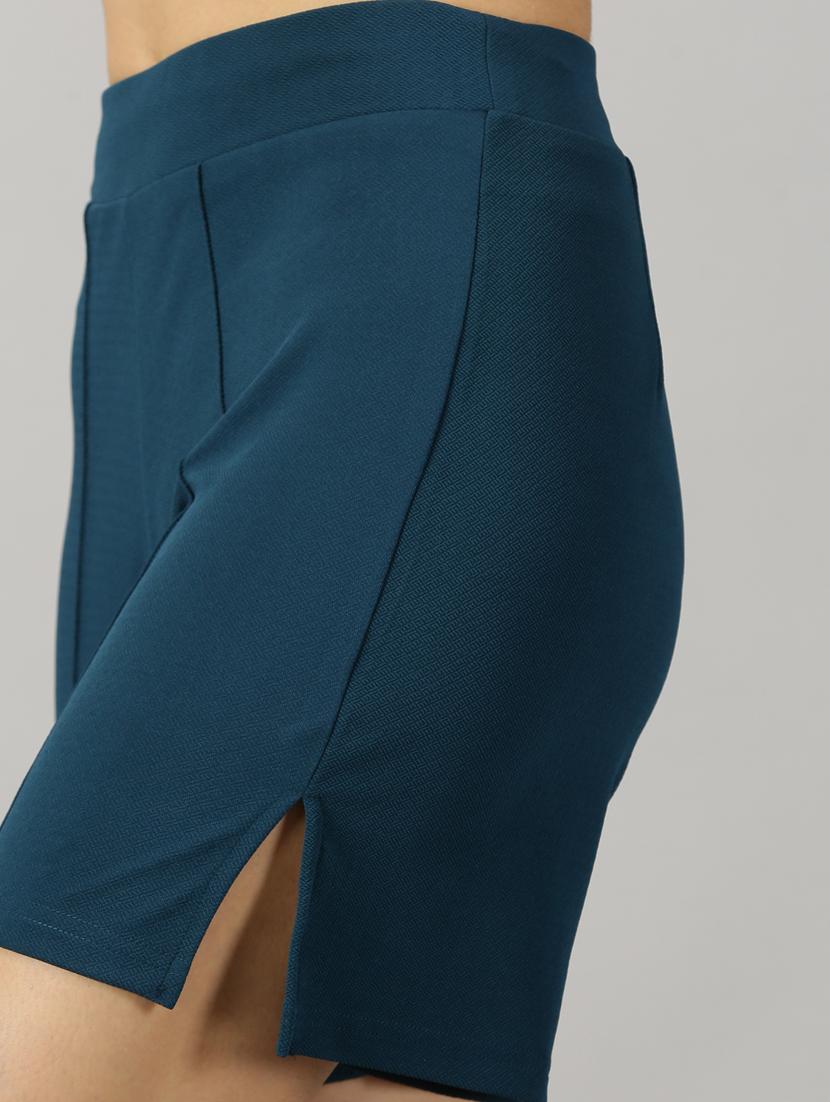 teal blue polyester regular shorts - 21173405 - Standard Image - 4