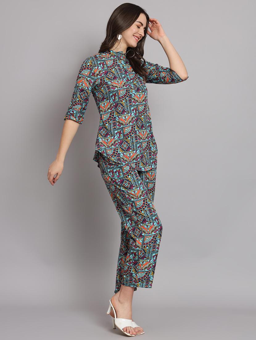 blue crepe top and trouser co-ord set - 21173438 -  Standard Image - 1