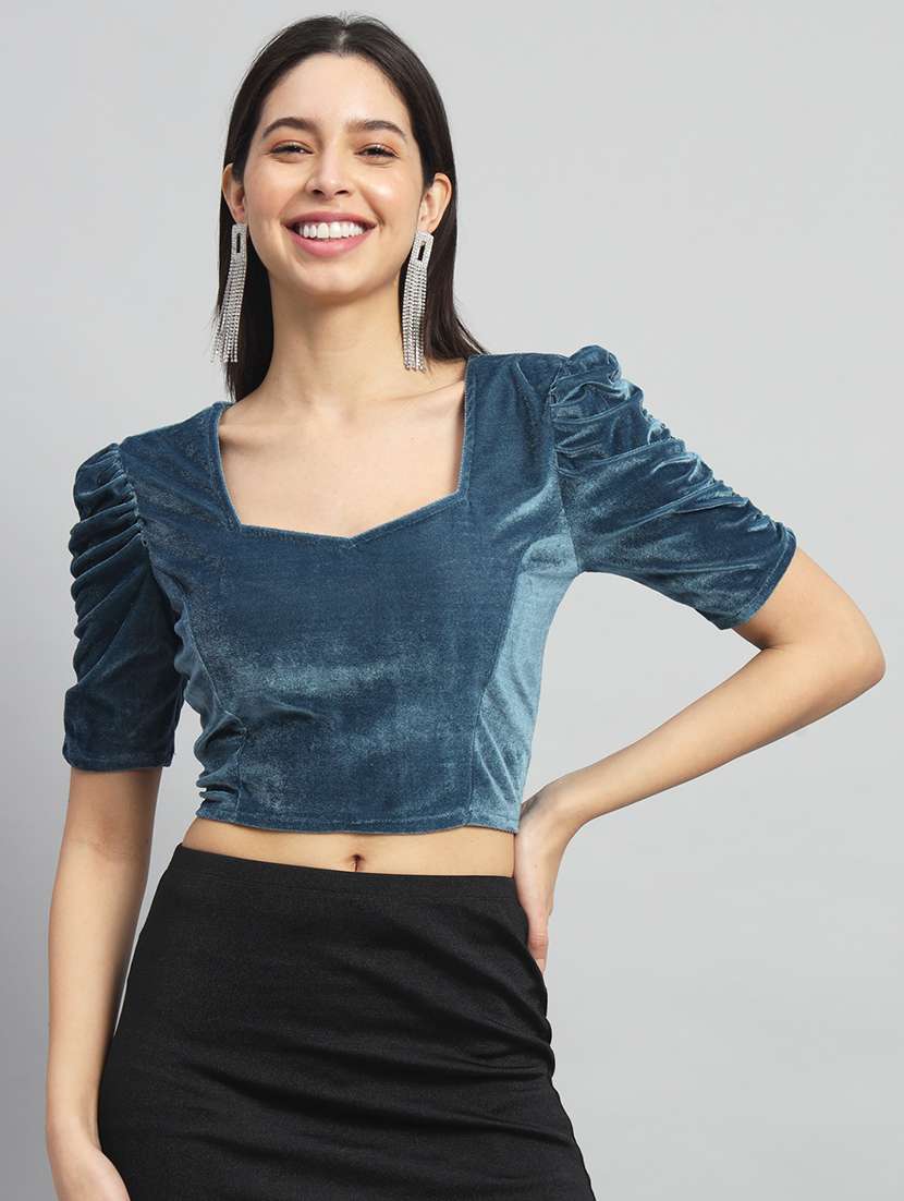blue velvet crop top