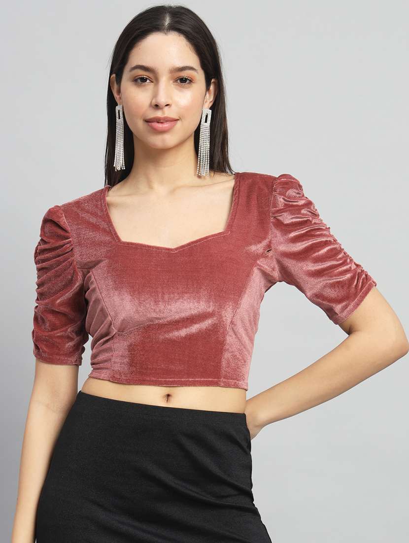 pink velvet crop top - 21173448 -  Zoom Image - 0