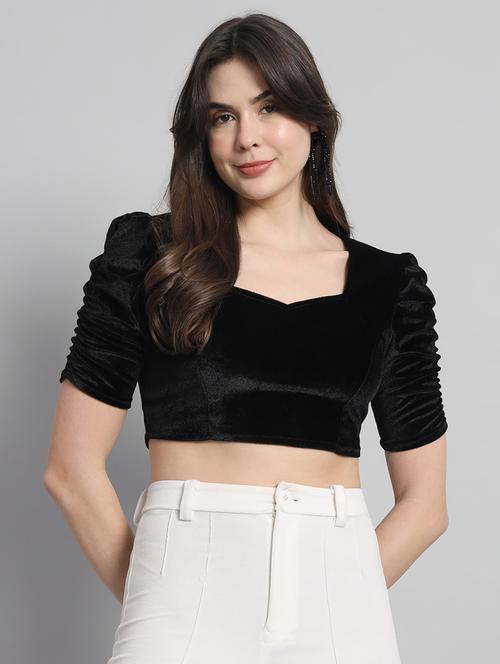 black velvet crop top - 21173452 -  Standard Image - 0